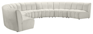 Infinity Channel Tufted Velvet Modular Chair, Cream, 7 Piece