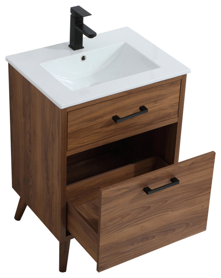 Beatrice 24" Bathroom Vanity, Walnut Brown