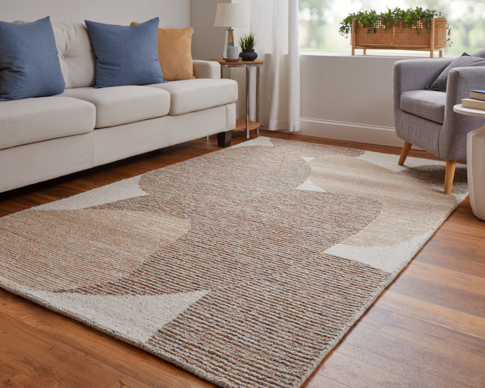 Middleton Modern Watercolor, Brown/Tan/Ivory, 5'x8' Area Rug