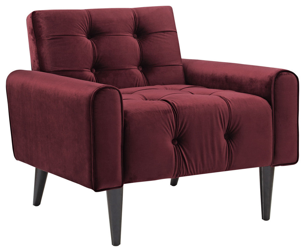 Modern Maroon Delve Velvet Armchair