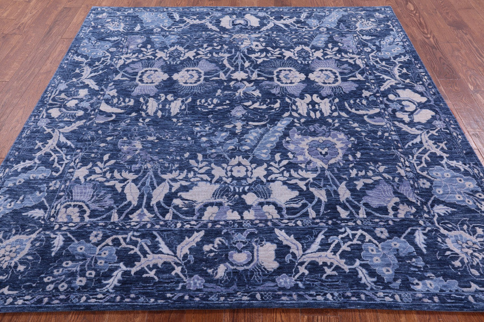 7' Square Hand Knotted Modern Wool Rug Q11893