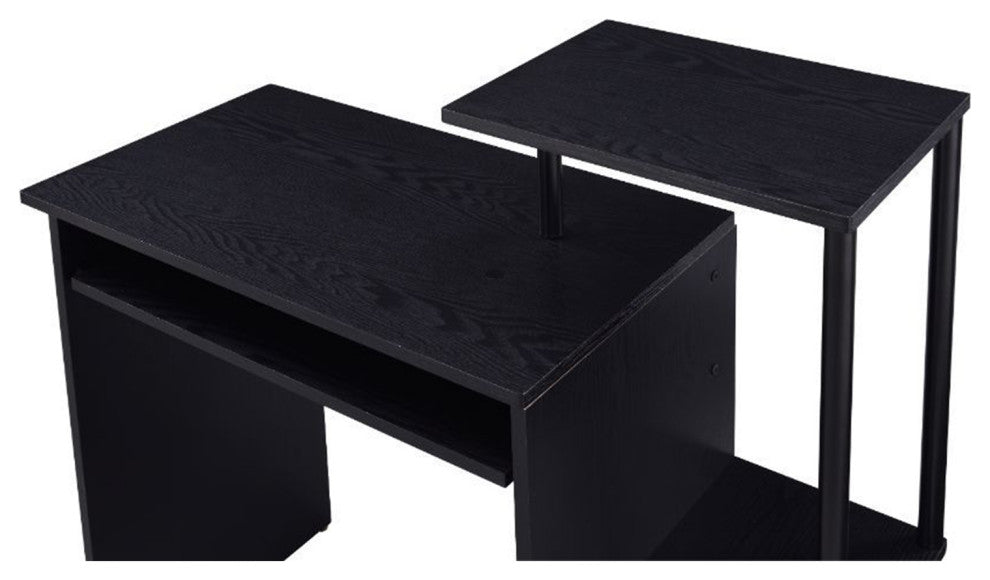 Computer Desk With Keyboard Tray, Black Finish