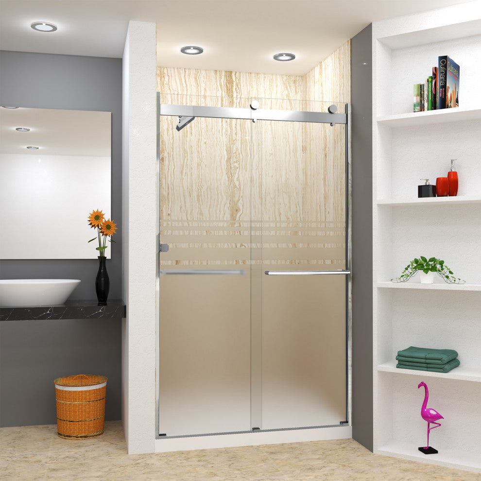 Transolid Brianna 48" W x 80" H Frameless Sliding Shower Door, Polished Chrome