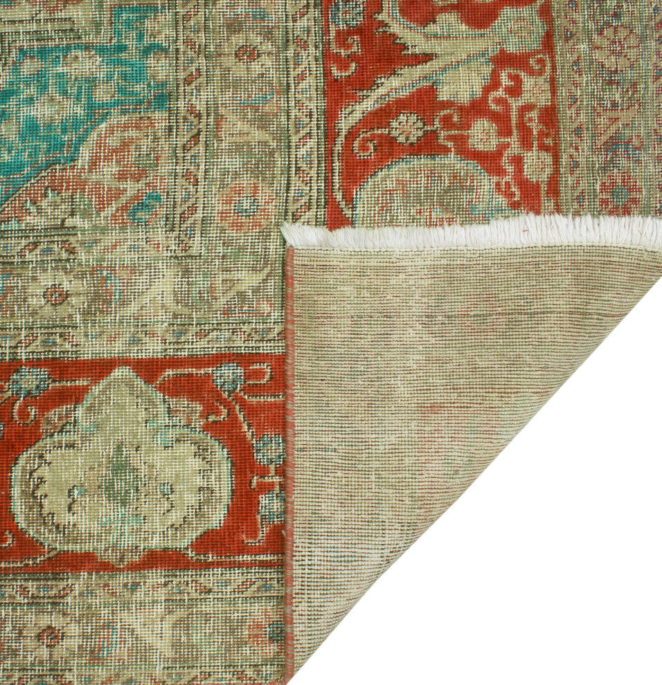 Vintage Distressed Kufuo Rust/Beige Rug, 9'4x13'7