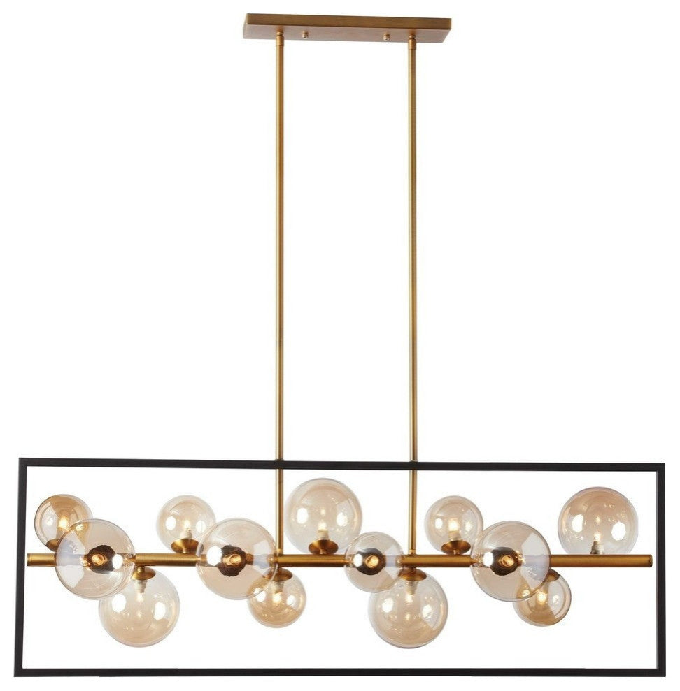 Gladius 13-Light Pendant, Matte Black and Vintage Bronze