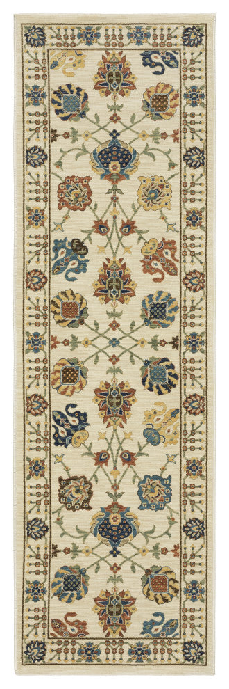 Fabienne Floral Indoor Area Rug, Ivory, 2'3"x7'6"