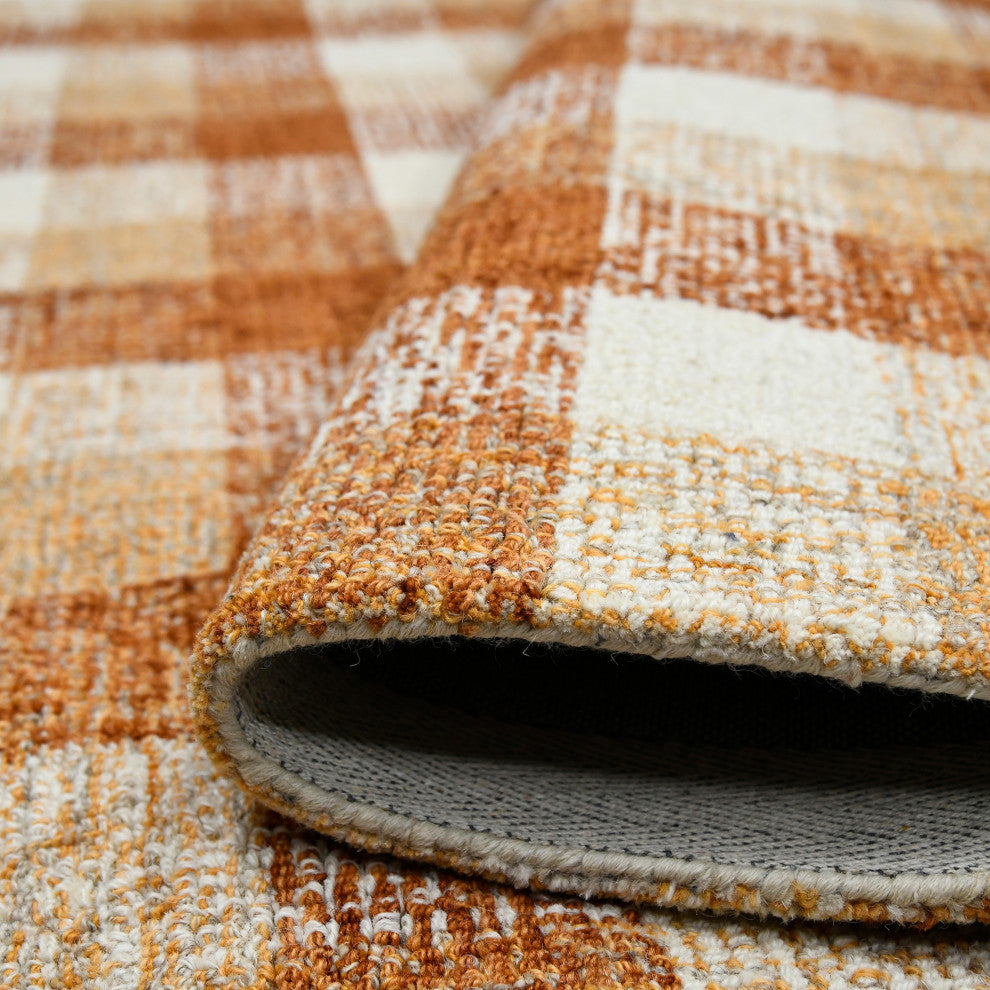 Tartan Cartwell Area Rug, Orange, 9' x 13', Plaid