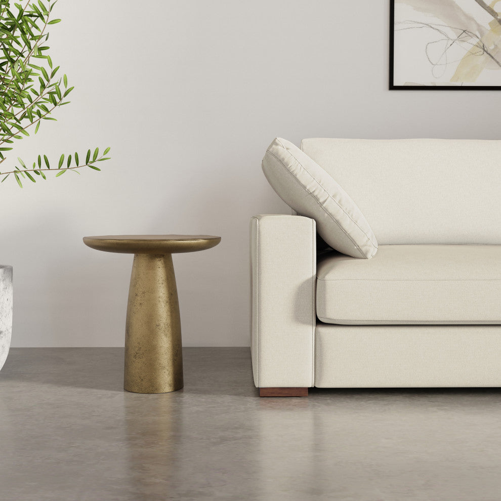 Dominique Cast Aluminum Side Table in Antique Brass