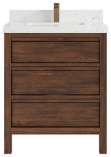 Elizabeth 30 Single Sink Bath Vanity in Dark Walnut Teak 2" Empira Quartz
