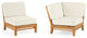 6-Piece Del Outdoor Teak Sectional Sofa Set & Sunbrella Cushions Dupione Dove