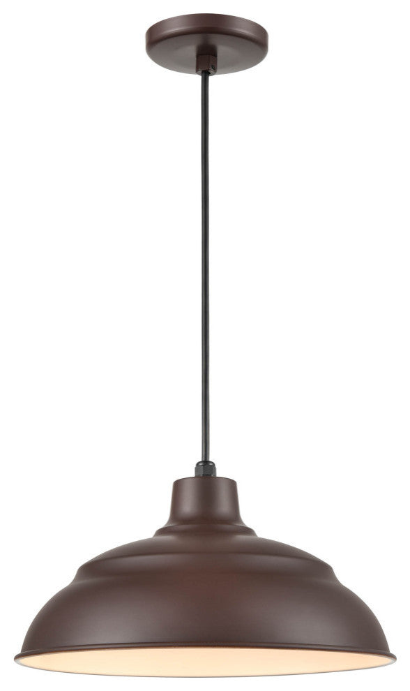 R Series Collection 1 Light 14 in. Architect Bronze RLM Warehouse/Cord Hung