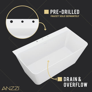 VAULT 59 in. Acrylic Flatbottom Freestanding Bathtub, White