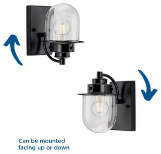 Northlake Collection One-Light Matte Black Clear Glass Transitional Bath Light