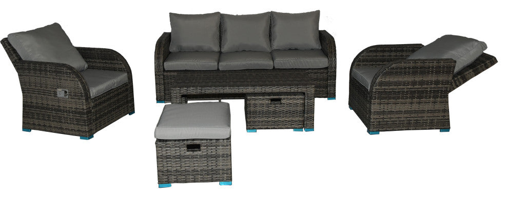 Rattan Patio Sofa Set Water Resistance Outdoor Chairs Set, Light Gray