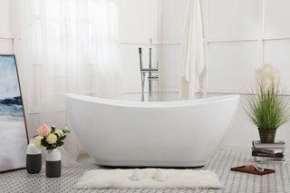 Issac 62" Soaking Bathtub, Glossy White