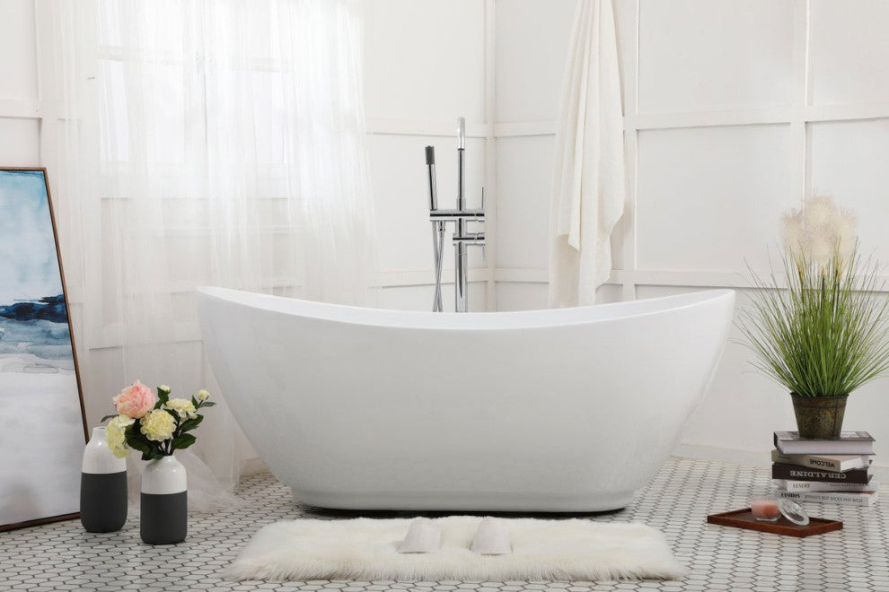 Issac 62" Soaking Bathtub, Glossy White