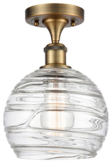 Deco Swirl 1-Light Semi-Flush Mount, Brushed Brass, Clear