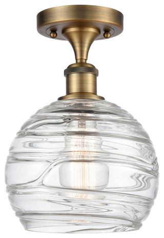 Deco Swirl 1-Light Semi-Flush Mount, Brushed Brass, Clear