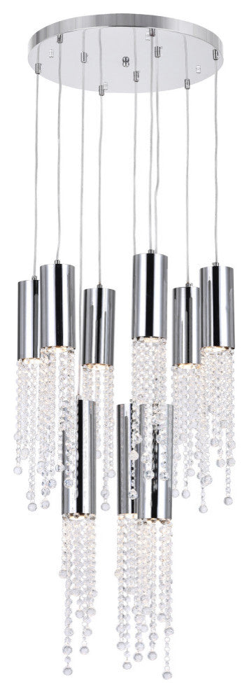 Extended 9 Light Multi Light Pendant With Chrome Finish