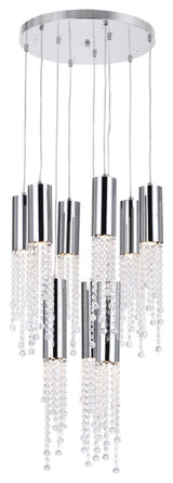 Extended 9 Light Multi Light Pendant With Chrome Finish