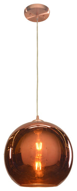 Glow Mirrored Glass Dimmable LED Pendant, Brushed Copper BCP
