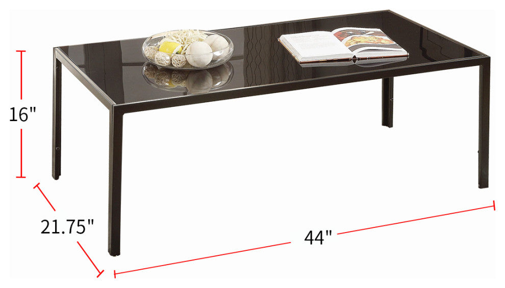 3 Piece Marble-like Table Set in Black