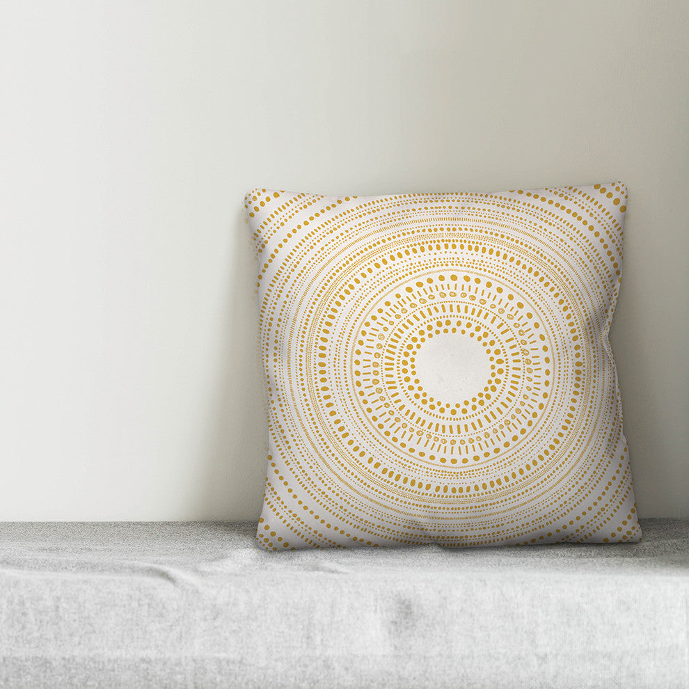 Yellow Medallion 16x16 Throw Pillow