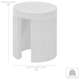 Wave Round Indoor or Outdoor Accent Stool End Table, Gray Concrete