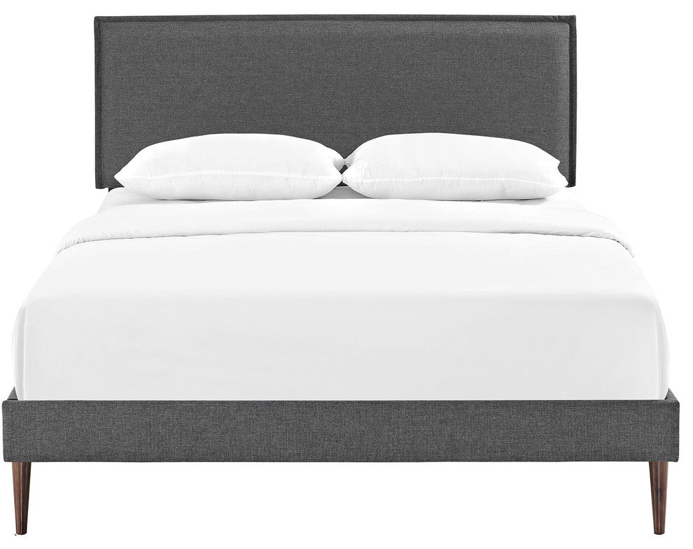 Modway Camille Queen Fabric Platform Bed With Round Tapered Legs, Gray