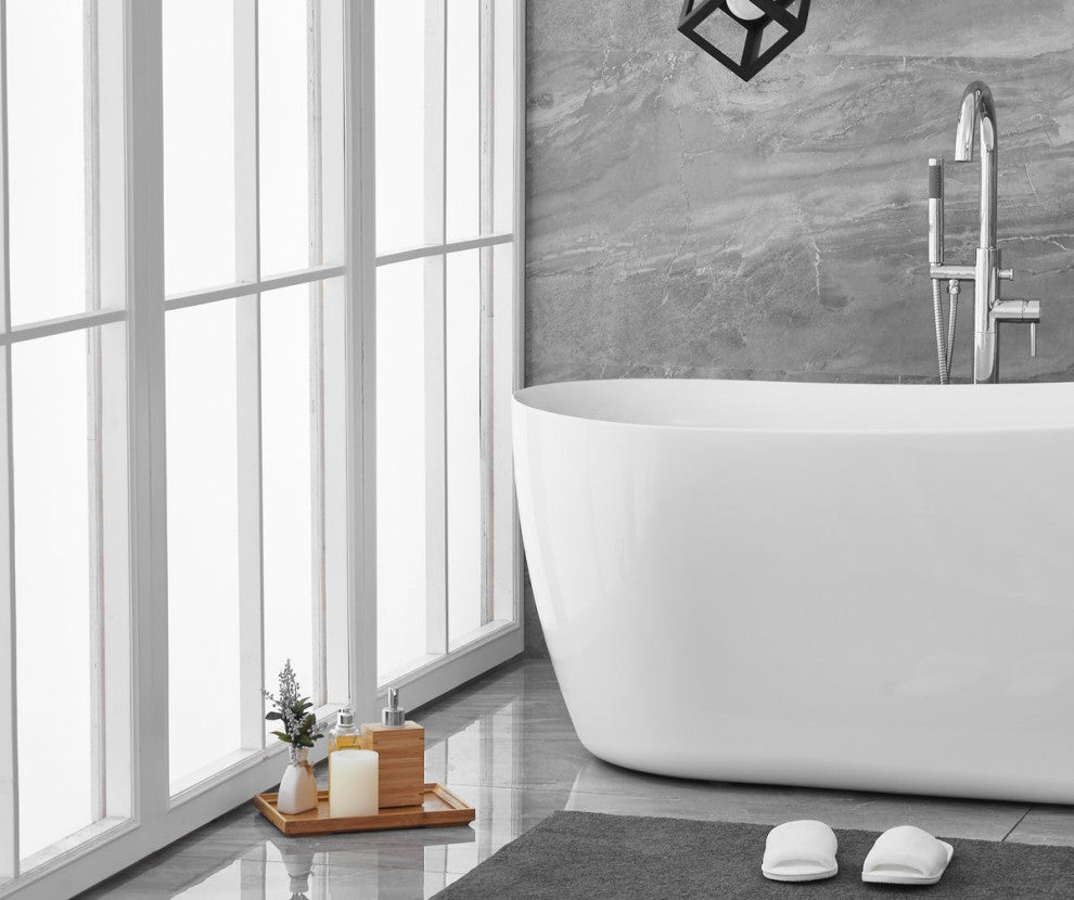 Chanel 70" Soaking Single Slipper Bathtub, Glossy White