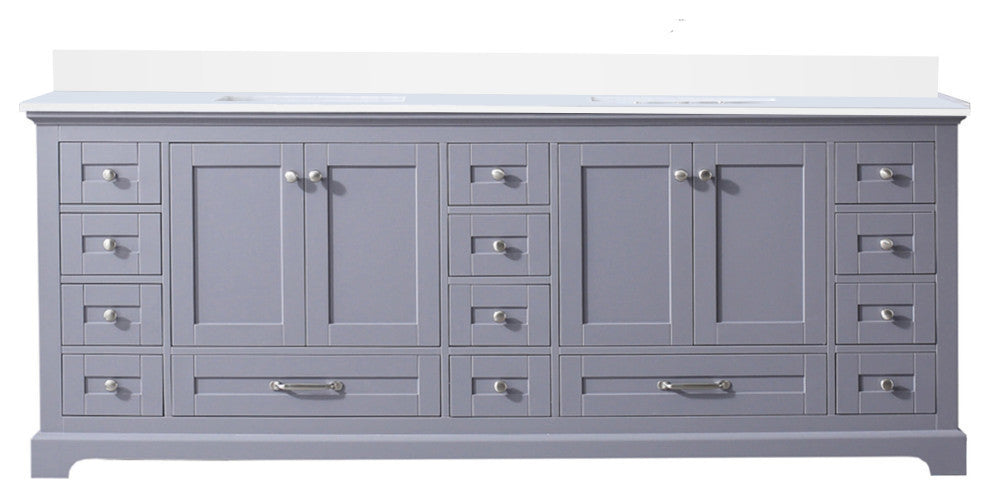 Dukes 84" Dark Grey Double Square Sink Vanity with Quartz Top, No Mirror