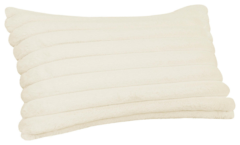 Furry Cream Vegan Fur Rectangular Accent Pillow