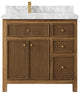 Sonoma Teak 36 Left Offset Bath Vanity in Dark Natural with 2" Carrara Marble