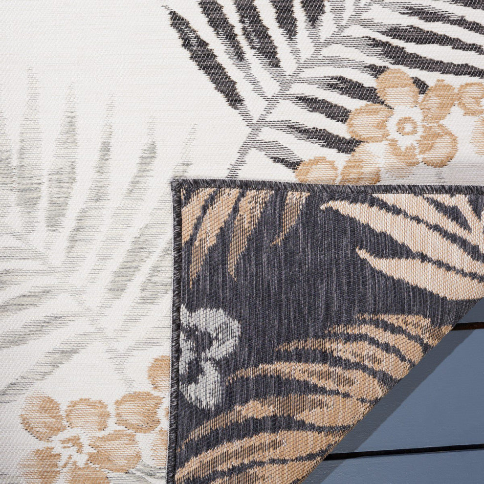 Safavieh Sunrise Collection SUN675 Indoor-Outdoor Rug, Ivory/Grey Black, 8'x10'