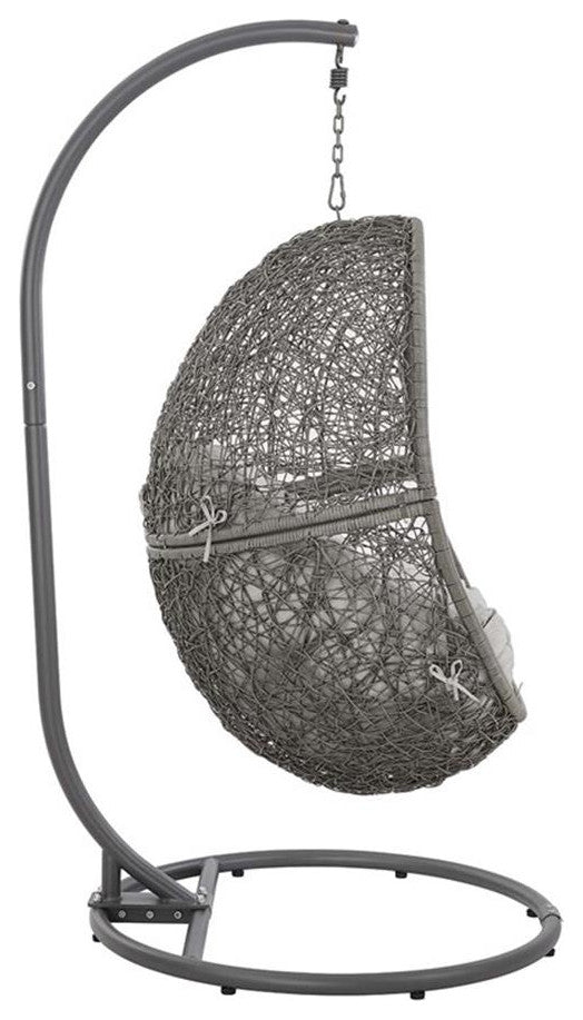 Modway Encase Outdoor Synthetic Rattan & Steel Swing Chair in Gray