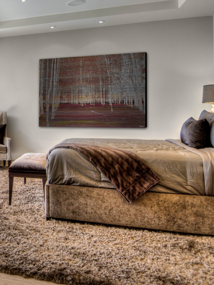 "Night Birch" UV Ink Print on Brushed Aluminum, 60"x40"