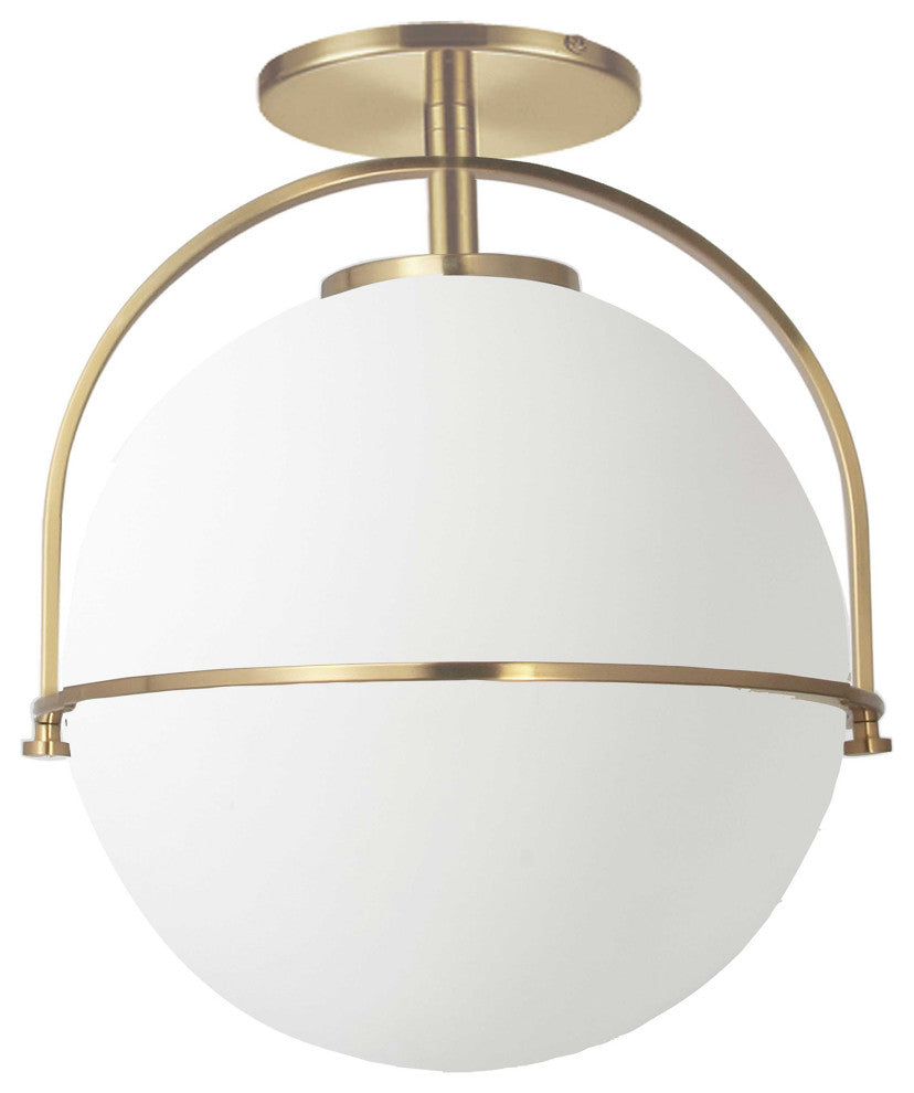 Paola Contemporary 1 Light Aged Brass White Metal Semi-Flush Mount