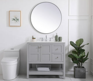 Tobias 36" Single Bathroom Vanity, Gray With Backsplash