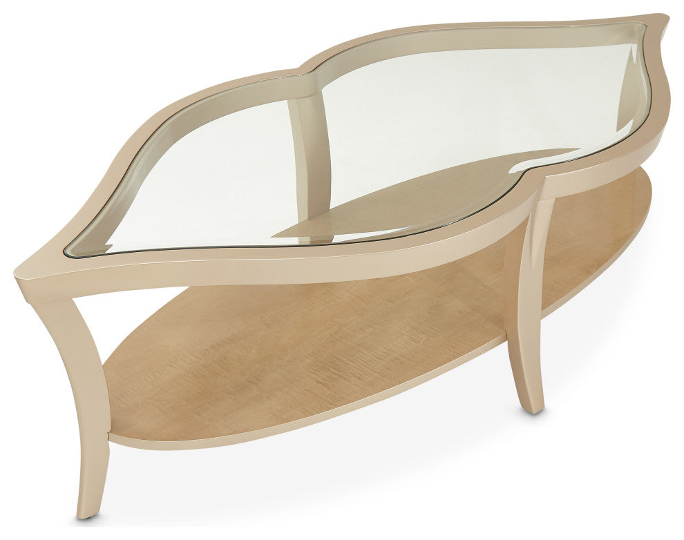 Malibu Crest Glass Cocktail Table - Chardonnay