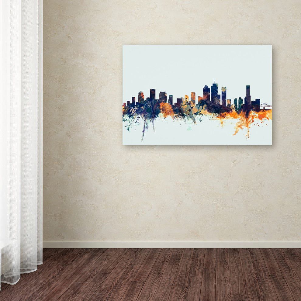 Michael Tompsett ''Brisbane Skyline Blue'' Canvas Art, 22x32