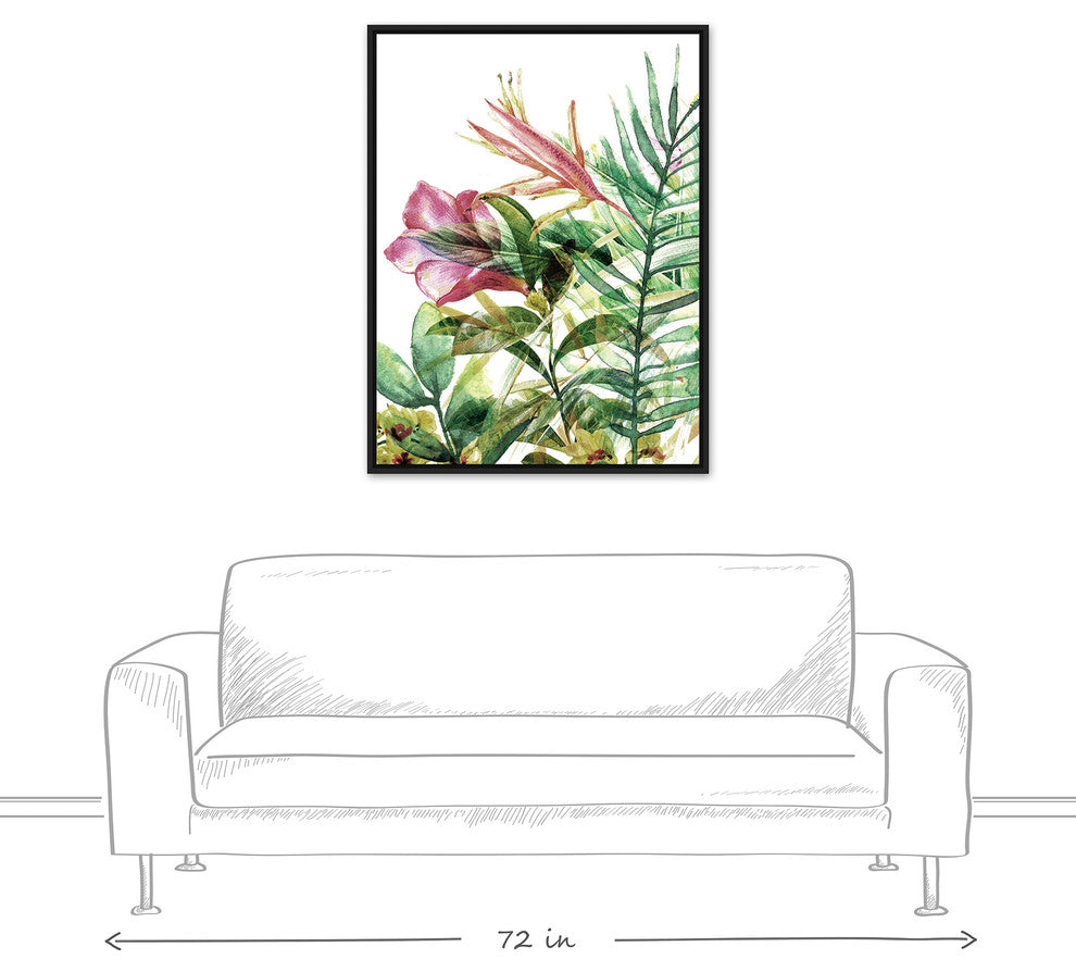 Tropical Plants 30x40 Black Floating Framed Canvas