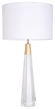 Clear Crystal Modern 32" Lamp With Brushed Gold Brass Accents