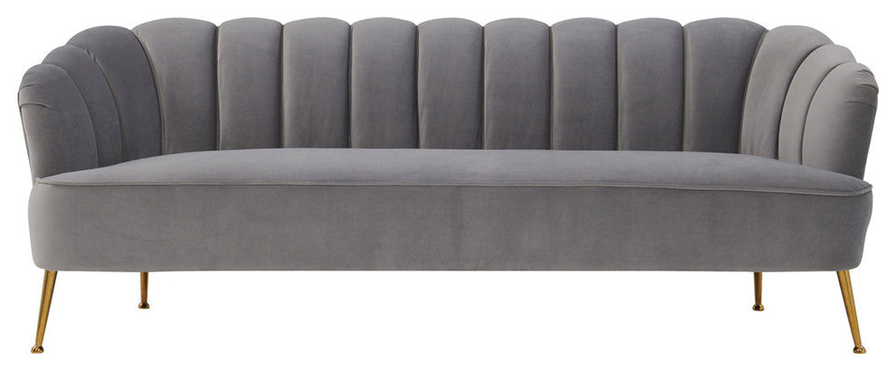 Gray Art Deco Hollywood Regency Glam Couch