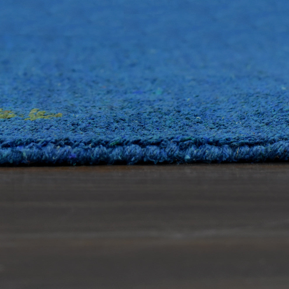 HAND KNOTTED LOOM SILK ECO-FRIENDLY AREA RUG -2'6''x12',Runner,Blue,Contemporary
