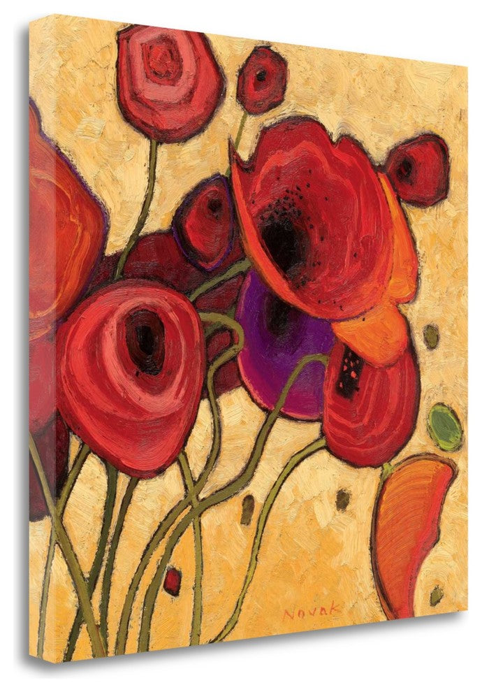 "Poppies Wildly II" By Shirley Novak, Giclee Print on Gallery Wrap Canvas