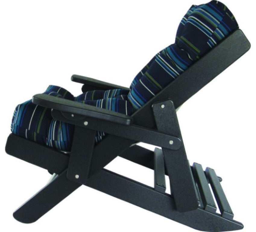 Folding and Reclining Siesta Chair, Poly Lumber, Black, Stanton Lagoon