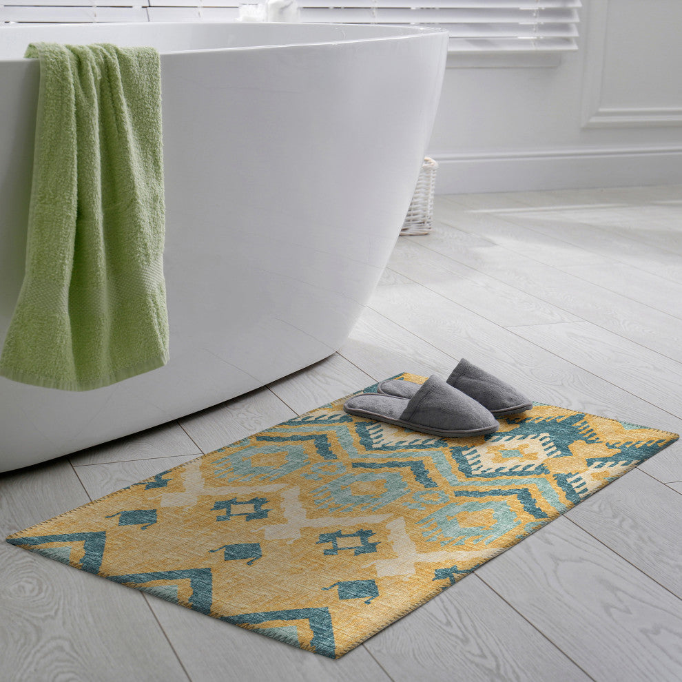 Indoor/Outdoor Sedona SN2 Marigold Machine Washable 1'8" x 2'6" Rug