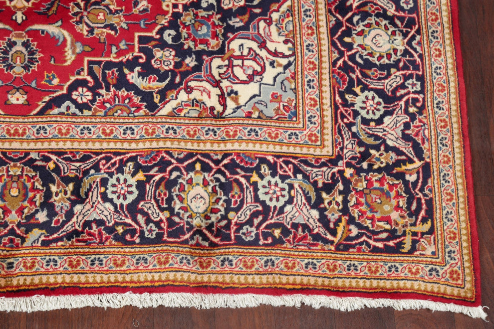 Consigned, Traditional Kashan Oriental Hand-Knotted Persian Area Rug, Red, 7x10