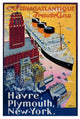 "Transatlantique-French Line / Paris-Havre-New York" Paper Art, 31"x46"