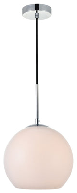 Baxter 1 Light Pendant in Chrome And Frosted White